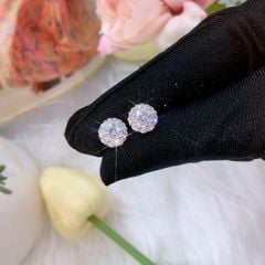 Bông tai nữ bạc Thụy Sĩ bông hoa đính đá Moissanite ROWLER EH000630