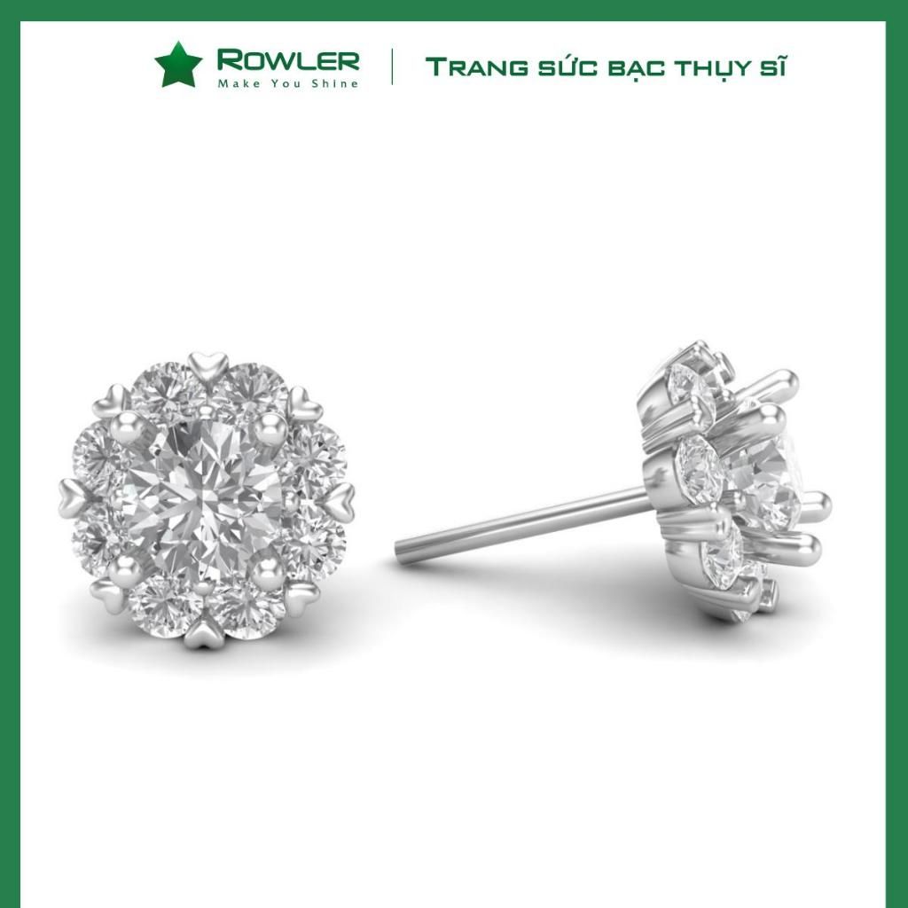 Bông tai bạc 925 bông hoa đính đá Cubic Zirconia 5A ROWLER EA000630