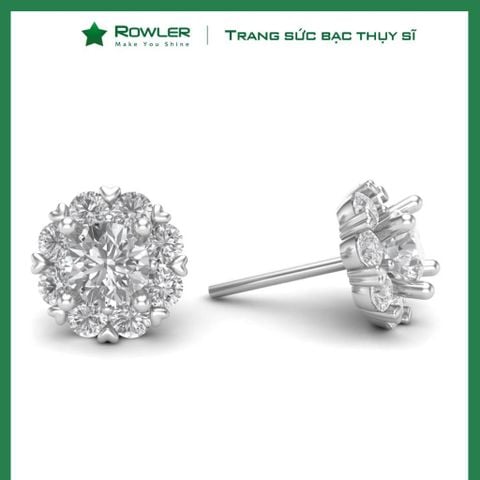 Bông tai bạc 925 bông hoa đính đá Cubic Zirconia 5A ROWLER EA000630