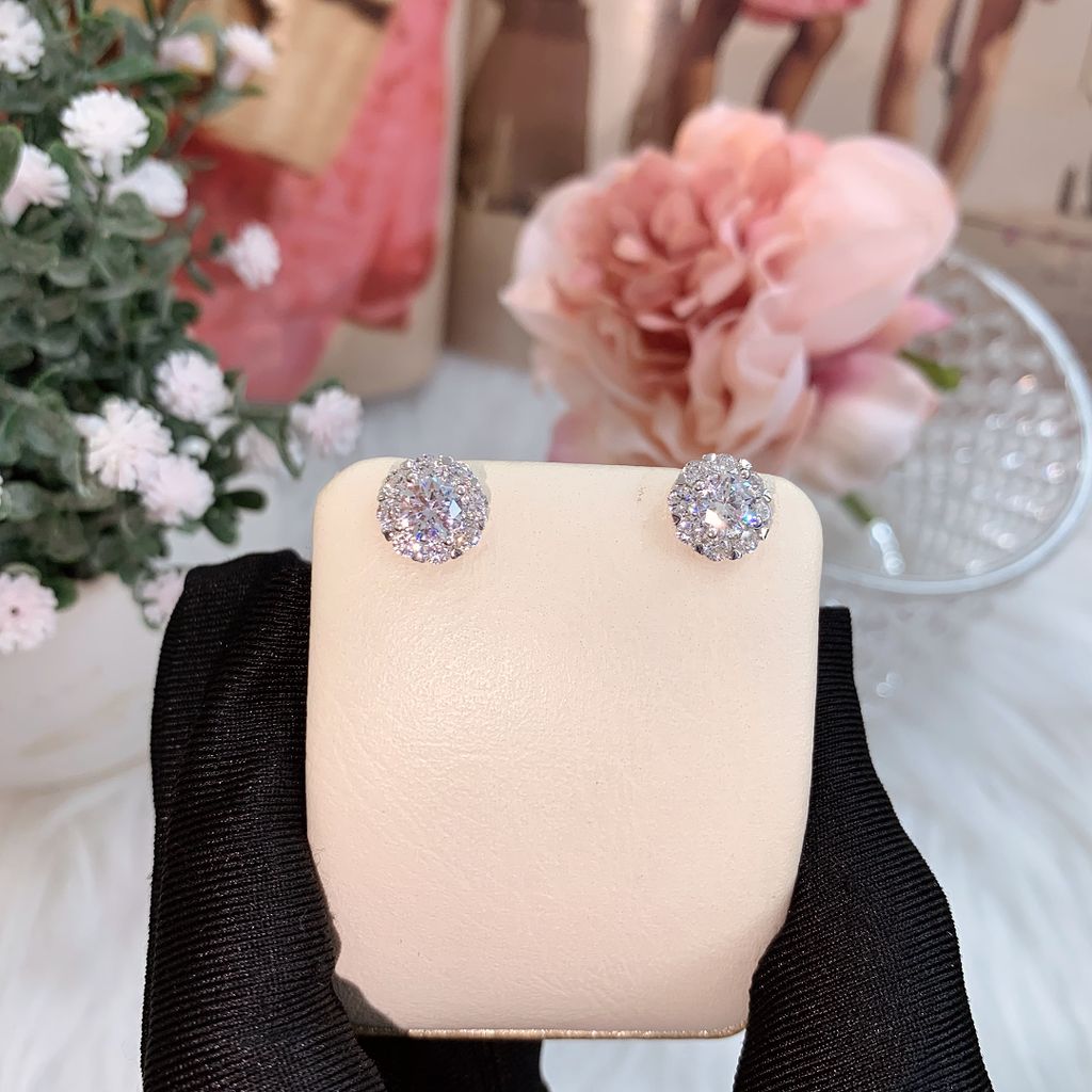 Bông tai bạc 925 bông hoa đính đá Cubic Zirconia 5A ROWLER EA000630