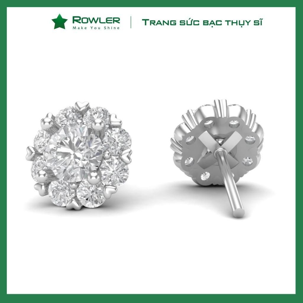 Bông tai bạc 925 bông hoa đính đá Cubic Zirconia 5A ROWLER EA000630