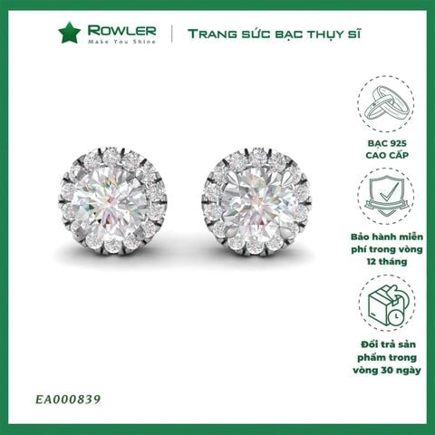 Bông tai HALO bạc 925 đính đá Cubic Zirconia 5A ROWLER EA000839