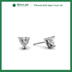 Bông tai bạc nữ Thụy Sĩ đính đá Moissanite trái tim 5ly ROWLER EH000586TR-MOI