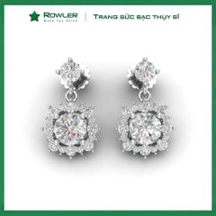 Bông tai bạc nữ Thụy Sĩ đính đá Moissanite 6.0ly ROWLER EH000632