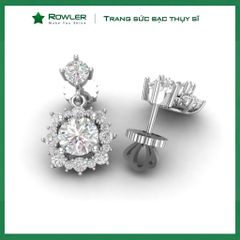 Bông tai bạc nữ Thụy Sĩ đính đá Moissanite 6.0ly ROWLER EH000632