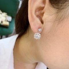 Bông tai bạc nữ Thụy Sĩ đính đá Moissanite 6.0ly ROWLER EH000632
