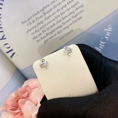 Bông tai bạc cỏ 3 lá đính đá Moissanite ROWLER EH000679