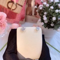 Bông tai bạc Thụy Sĩ 4 chấu đính đá Moissanite 6.0ly ROWLER EH000838