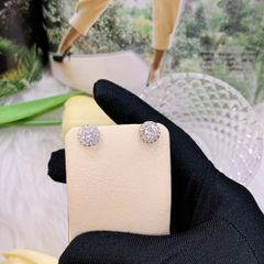 Bông tai bạc nữ Thụy Sĩ HALO đính đá Moissanite 6.0ly ROWLER EH000839