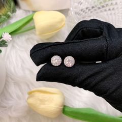 Bông tai bạc nữ Thụy Sĩ HALO đính đá Moissanite 6.0ly ROWLER EH000839