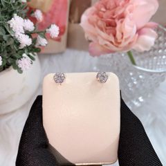 Bông tai bạc Thụy Sĩ  viền chấu bao cách điệu đính đá Moissanite 5.0ly ROWLER EH000846