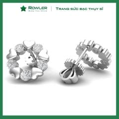 Bông tai bạc nữ Thụy Sĩ vòng tròn đính đá Moissanite ROWLER EH000848