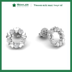 Bông tai bạc nữ Thụy Sĩ vòng tròn đính đá Moissanite ROWLER EH000848