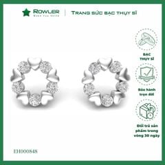 Bông tai bạc nữ Thụy Sĩ vòng tròn đính đá Moissanite ROWLER EH000848