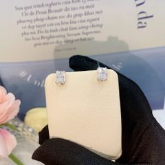 Bông tai bạc nữ đính đá Moissanite chữ nhật ROWLER EH000849