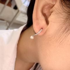 Bông tai bạc đính Moissanite & Ngọc trai ROWLER EH000881