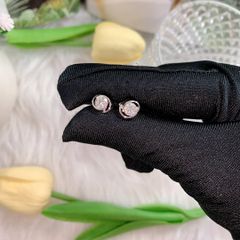 Bông tai nữ bạc Thụy Sĩ chấu bao đính đá Moissanite 5.0ly ROWLER EH000896