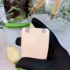 Bông tai nữ bạc Thụy Sỹ họa tiết hoa Lilac đính đá Moissanite 2.0ly ROWLER EH000916