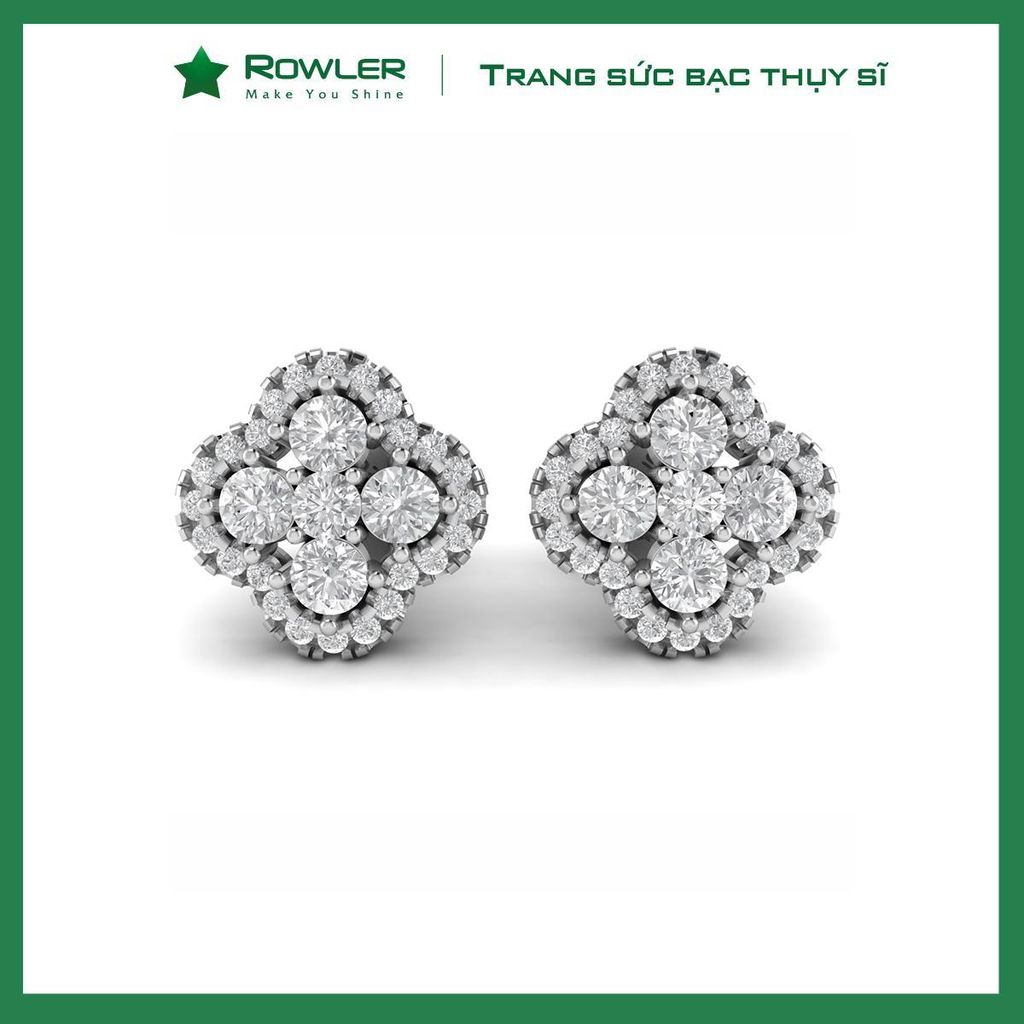 Bông tai bạc Thụy Sĩ Look Like Big đính đá Moissanite  - ROWLER
