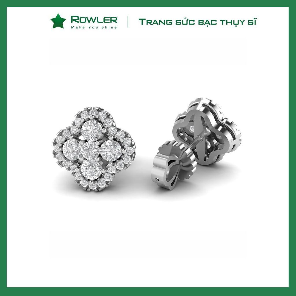 Bông tai bạc Thụy Sĩ Look Like Big đính đá Moissanite  - ROWLER