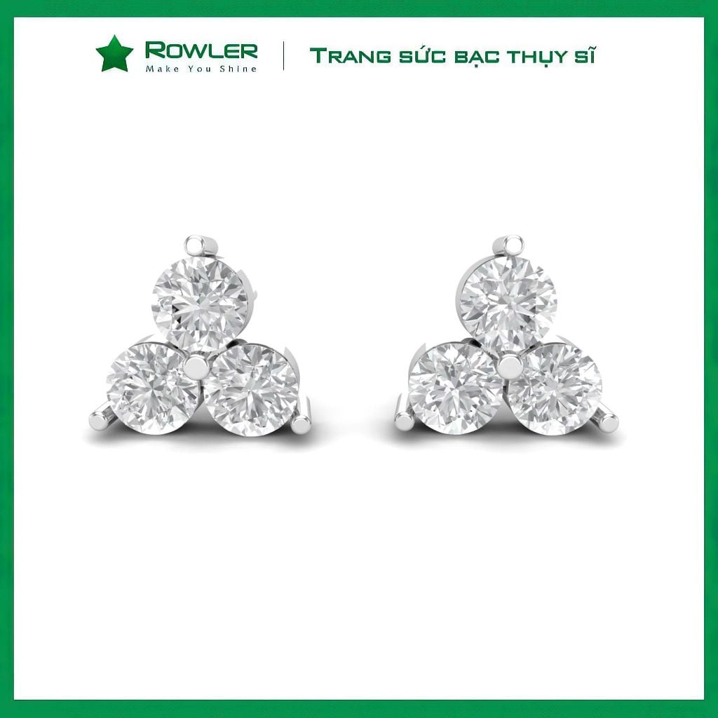 Bông tai bạc Thụy Sỹ Looklike Big đá Moissanite 4.0ly ROWLER EH000942