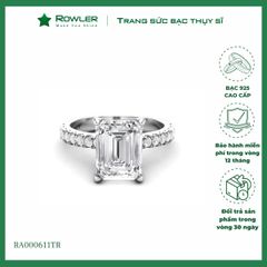 Nhẫn bạc 925 đính đá Cubic Zirconia 5A chữ nhật Emerald cut 6*8ly ROWLER RA000611