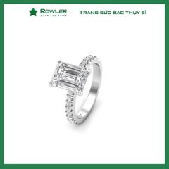 Nhẫn bạc 925 đính đá Cubic Zirconia 5A chữ nhật Emerald cut 6*8ly ROWLER RA000611