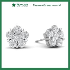 Bông tai nữ bạc 925 hoa mai đính đá Cubic Zirconia 5A ROWLER EA000337