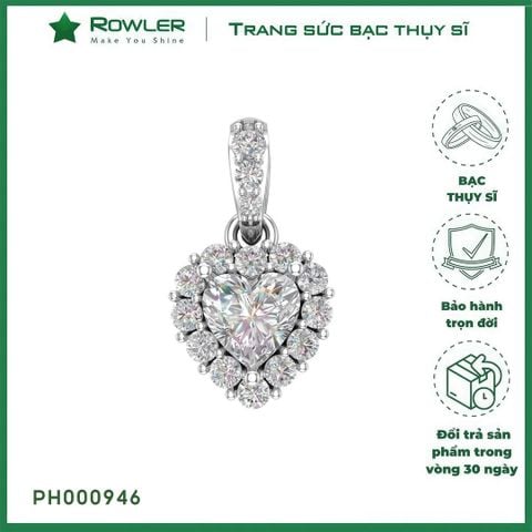 Mặt dây chuyền  bạc Thụy Sĩ đính full đá Moissanite tim 5.0ly _PH000946_ROWLER
