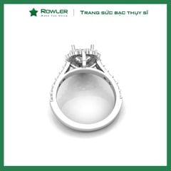 Nhẫn bạc Thụy Sĩ đính full đá Moissanite tim 7.0ly _ROWLER RH000946