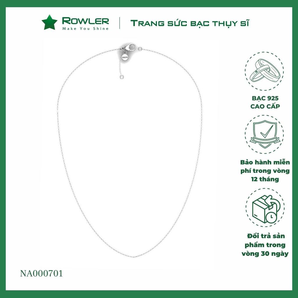 Dây chuyền nữ bạc 925 mắc xích oval nhỏ ROWLER NA000701