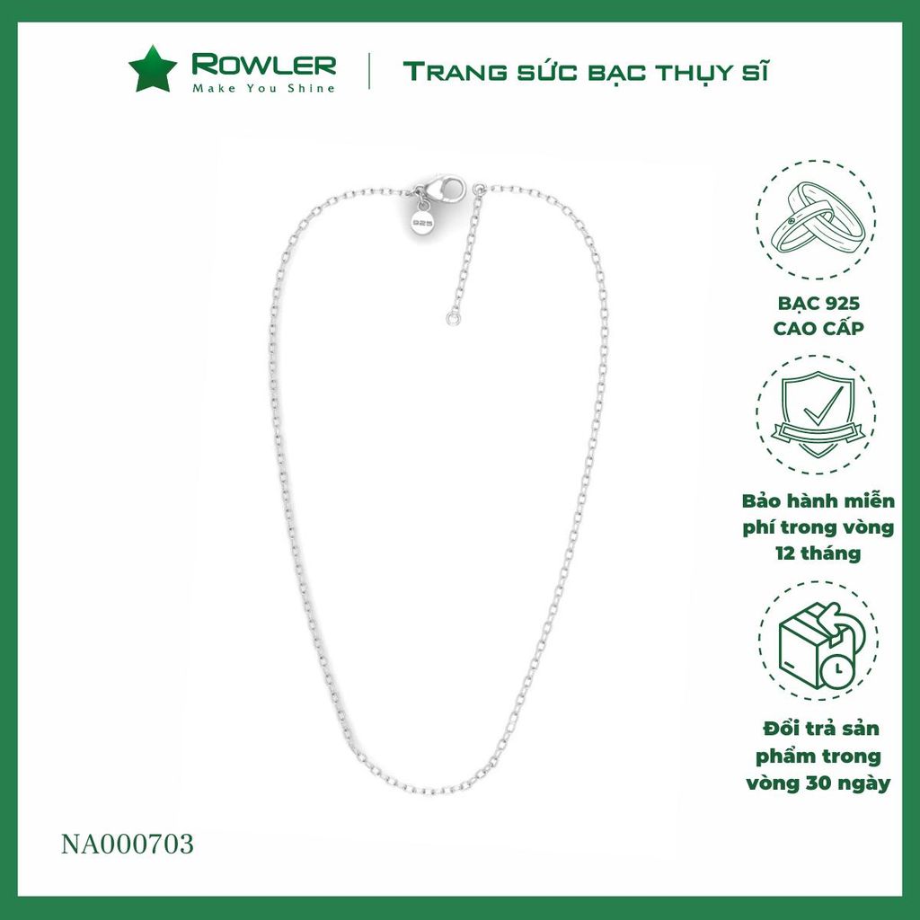 Dây chuyền nữ bạc 925 mắc xích tròn nhỏ ROWLER NA000703