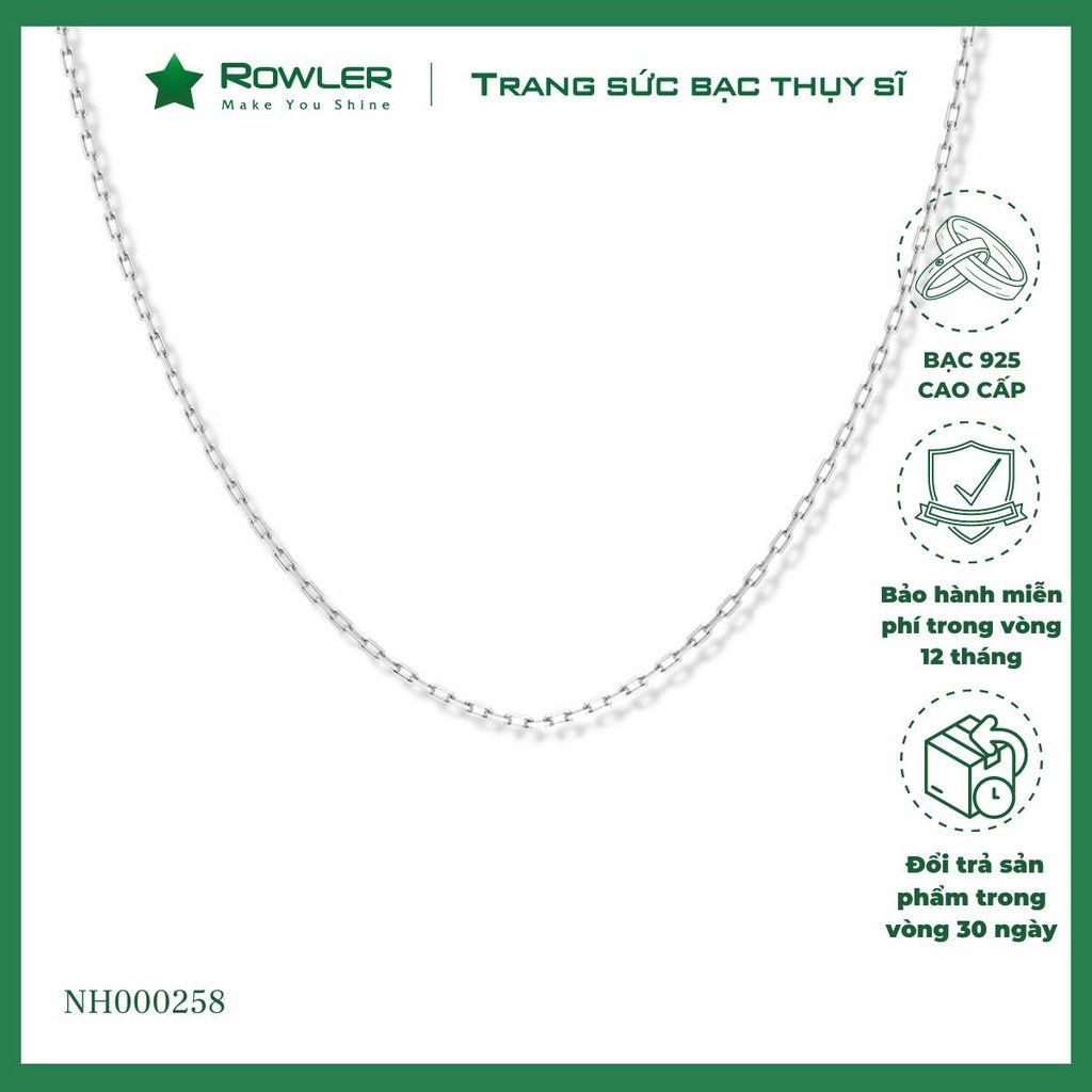 Dây chuyền nữ bạc 925 mắc xích chữ nhật size vừa ROWLER NH000258