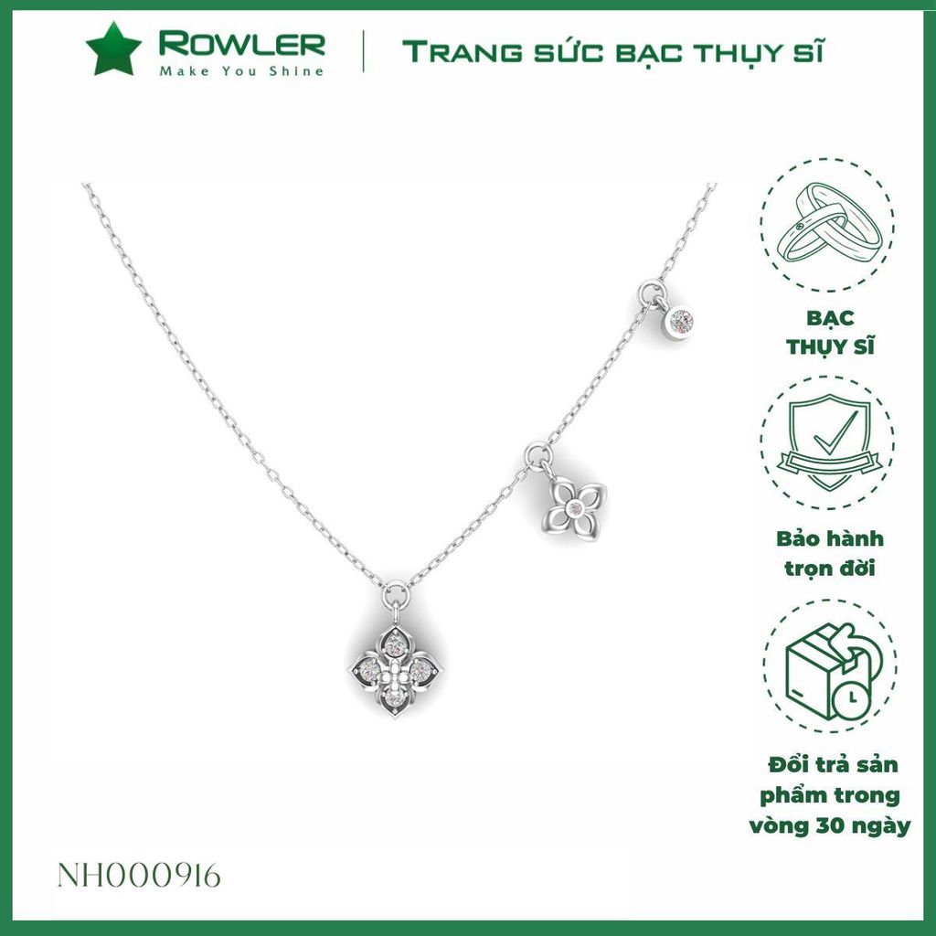 Dây cổ bạc Thụy Sỹ hoa Liliac đính đá Moissanite ROWLER NH000916