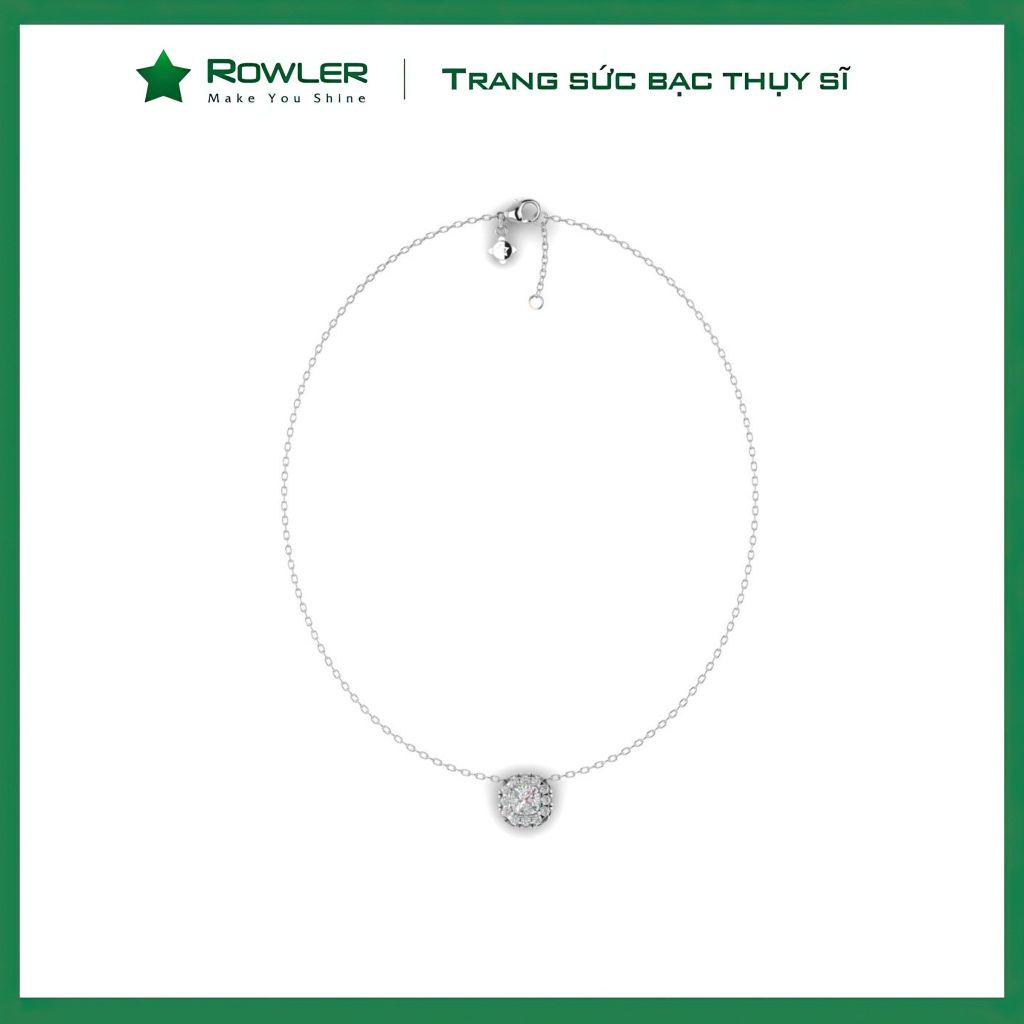 Dây cổ bạc Thụy Sĩ đính đá Moissanite vuông 7.0ly cushion cut ROWLER NH000929