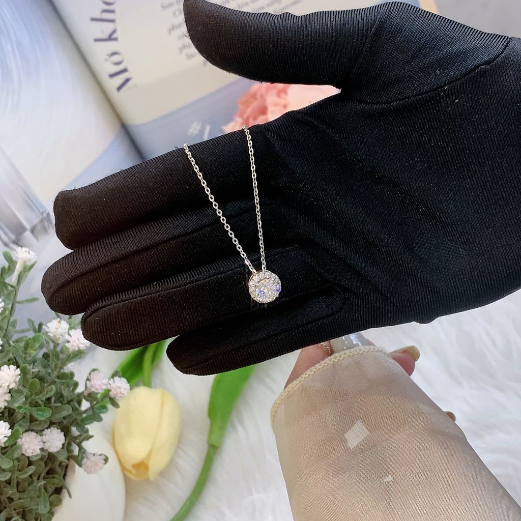 Dây cổ bạc vòng tròn đính đá Moissanite ROWLER NH000839