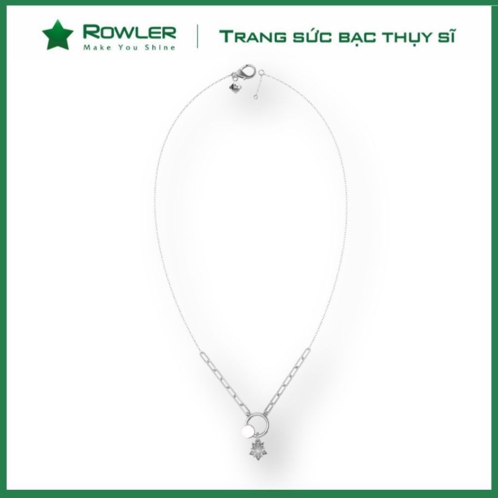 Dây cổ nữ bạc Thụy Sĩ ngôi sao ROWLER đính ngọc trai và đá Moissanite ROWLER NH000908