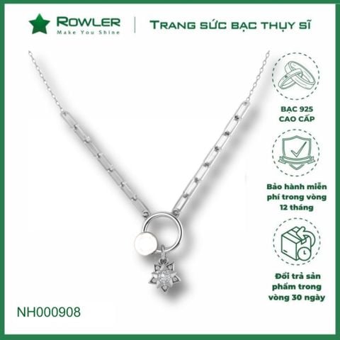 Dây cổ nữ bạc Thụy Sĩ ngôi sao ROWLER đính ngọc trai và đá Moissanite ROWLER NH000908