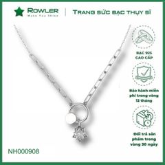 Dây cổ nữ bạc Thụy Sĩ ngôi sao ROWLER đính ngọc trai và đá Moissanite ROWLER NH000908