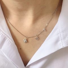 Dây cổ bạc Thụy Sỹ hoa Liliac đính đá Moissanite ROWLER NH000916