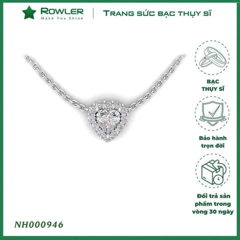 Dây cổ bạc Thụy Sĩ đính full đá Moissanite tim 7.0ly lấp lánh NH000946