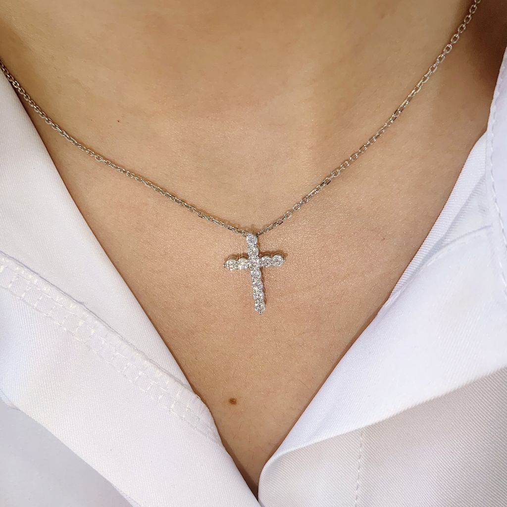 Mặt dây chuyền bạc Thụy Sĩ hình thánh giá đính giá Moissanite 2.0ly ROWLER PH000915