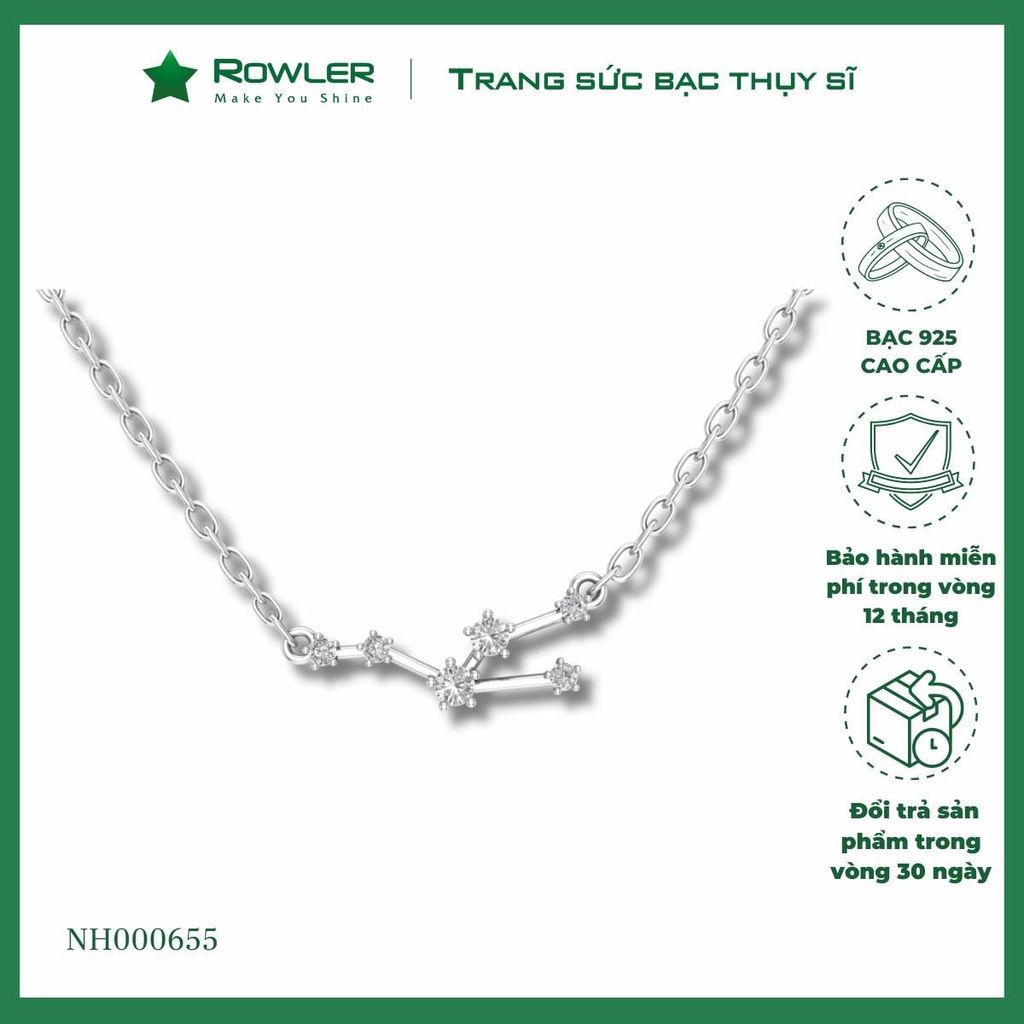Dây cổ bạc cung Kim Ngưu Taurus ROWLER NA000655