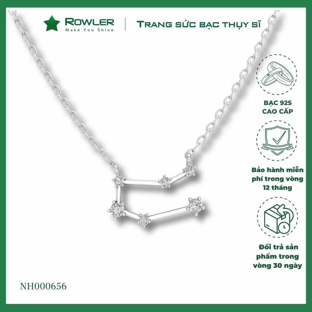 Dây cổ bạc Thụy Sĩ cung Song Tử Gemini ROWLER NH000656
