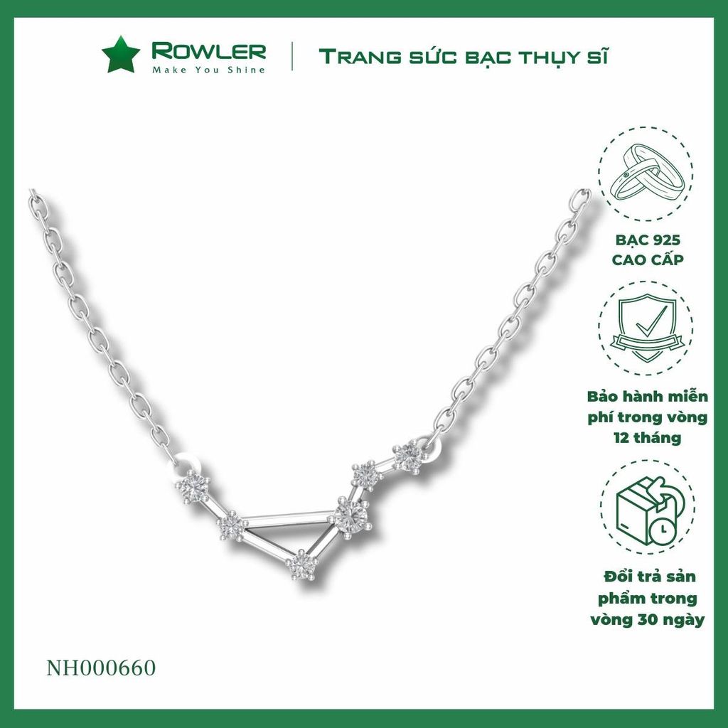 Dây cổ bạc Thụy Sĩ cung Thiên Bình Libra ROWLER NH000660