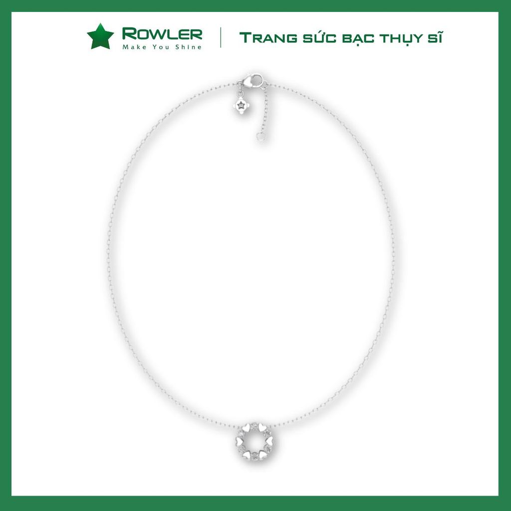 Dây cổ bạc Thụy Sĩ vòng tròn họa tiết trái tim đính đá Moissanite ROWLER NH000848