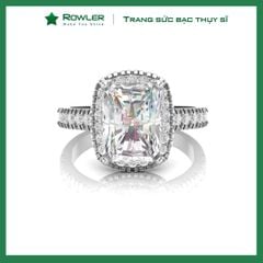 Nhẫn bạc Thụy Sĩ đính đá Moissanite chữ nhật Radiant cut 6*8 ly_Trang sức bạc chính hãng_ ROWLER- RH000962
