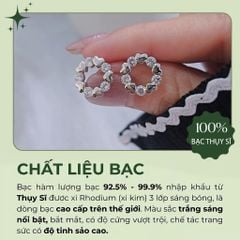 Bông tai bạc nữ Thụy Sĩ vòng tròn đính đá Moissanite ROWLER EH000848