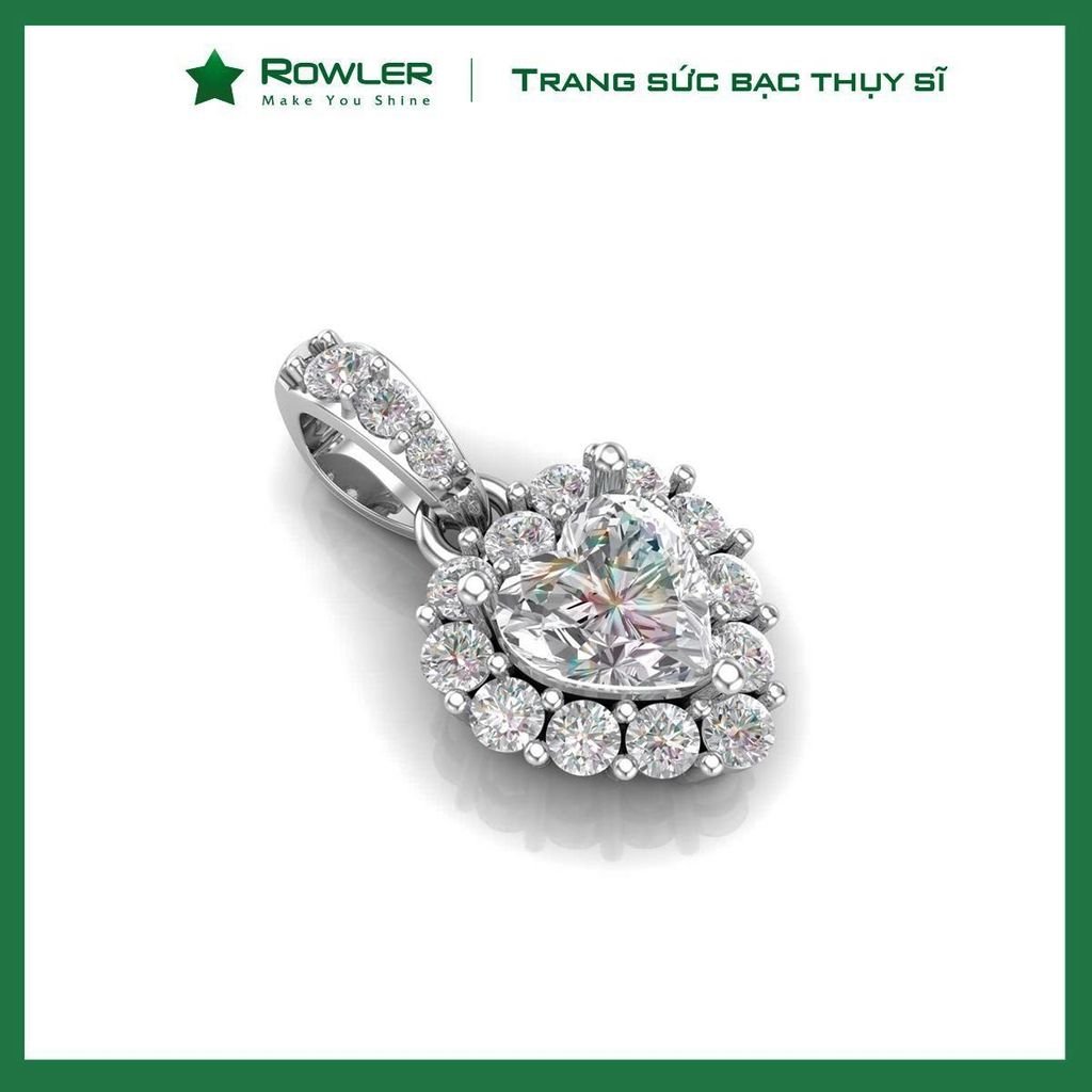 Mặt dây chuyền  bạc Thụy Sĩ đính full đá Moissanite tim 5.0ly _PH000946_ROWLER