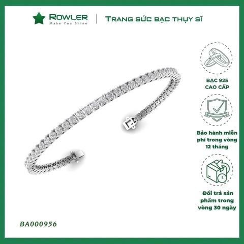 Lắc tay Tennis Bạc 925 đính full đá Cubic Zirconia 3ly ROWLER BA000956
